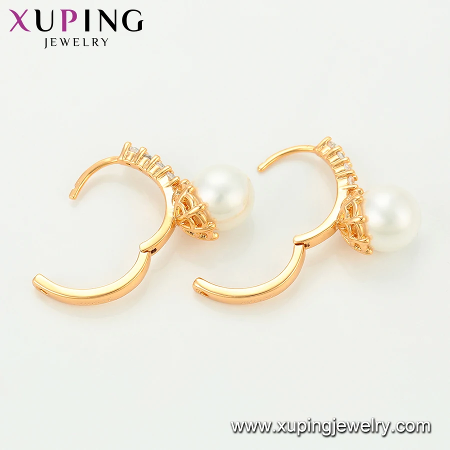 95132 xuping необычный дизайн золотые серьги оптовая продажа белые жемчужные новые модели серьги-кольца