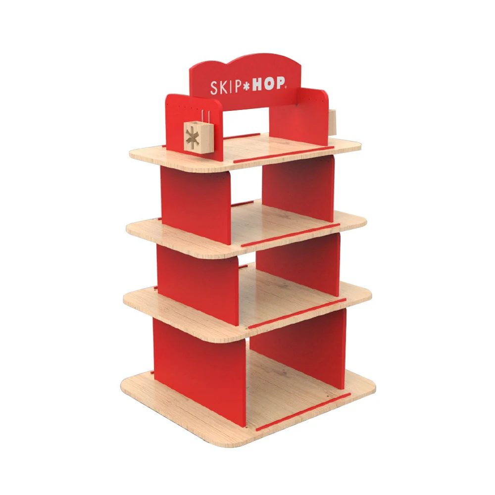 wholesale modern style 4 shelves wooden children toy display shelf for exhibitor