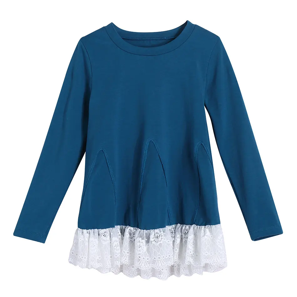 
Wholesale Kids Clothing Solid Color Lace Top for Baby Girls 