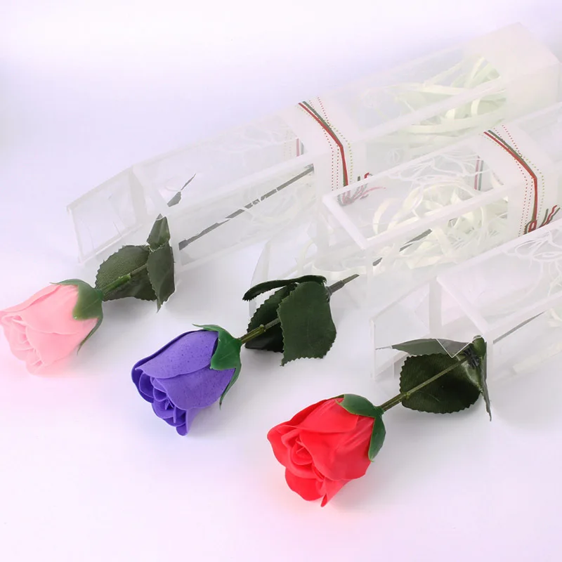  2018 подарок на день Святого Валентина День матери романтическая красочная Роза мыло цветок в квадратной подарочной коробке из ПВХ