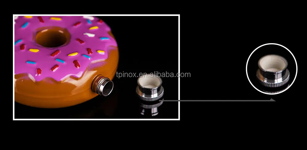 novel products portable stainless steel doughnut shape round hip flask