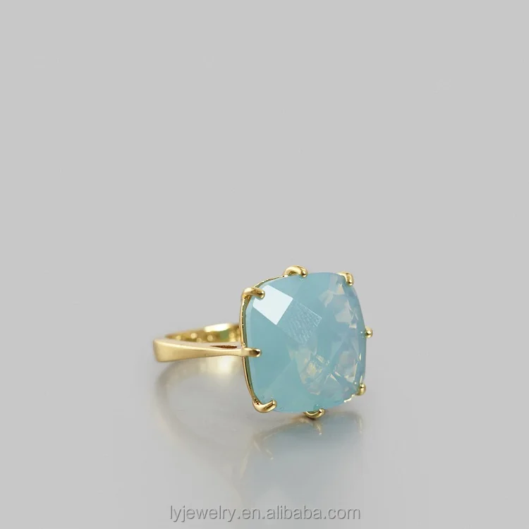 Precious handmade cut green gemstone rings sterling silver natural stones green aventurine ring