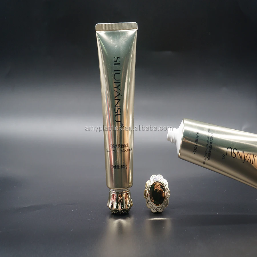 100ml Shiny Laminated Cosmetic Tube Packaging For Facial Cream With Crown Cap