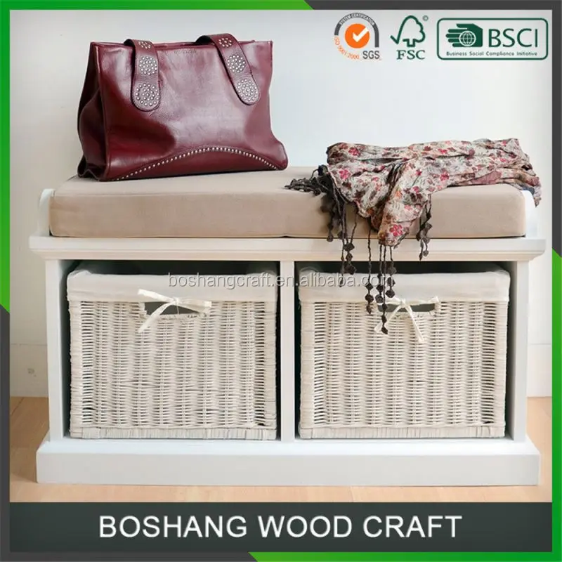 Large Capacity Space Indoor Small Storage Bench With Leather Cushion