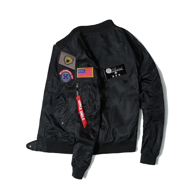 Mens Hip Hop Jacket Air Sky Flight Patch Custom Embroidery Machine Slim Fit Bomber  Patches For Jackets