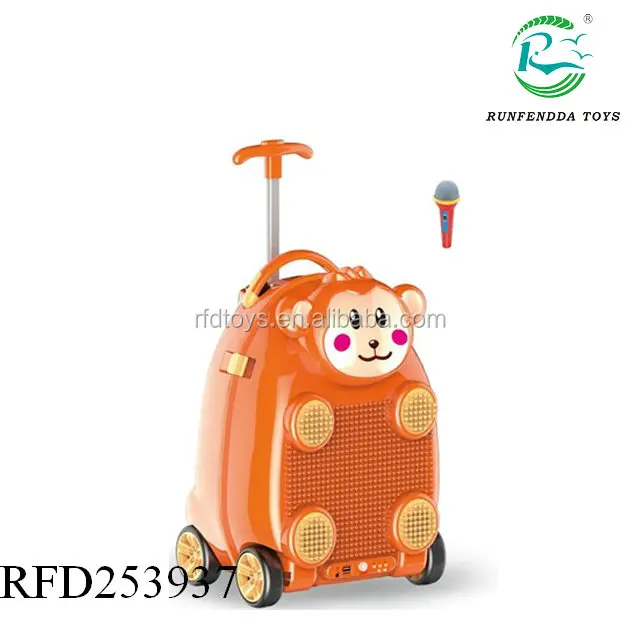
New item plastic travel trolley suitcase with music rc kids luggage toy 
