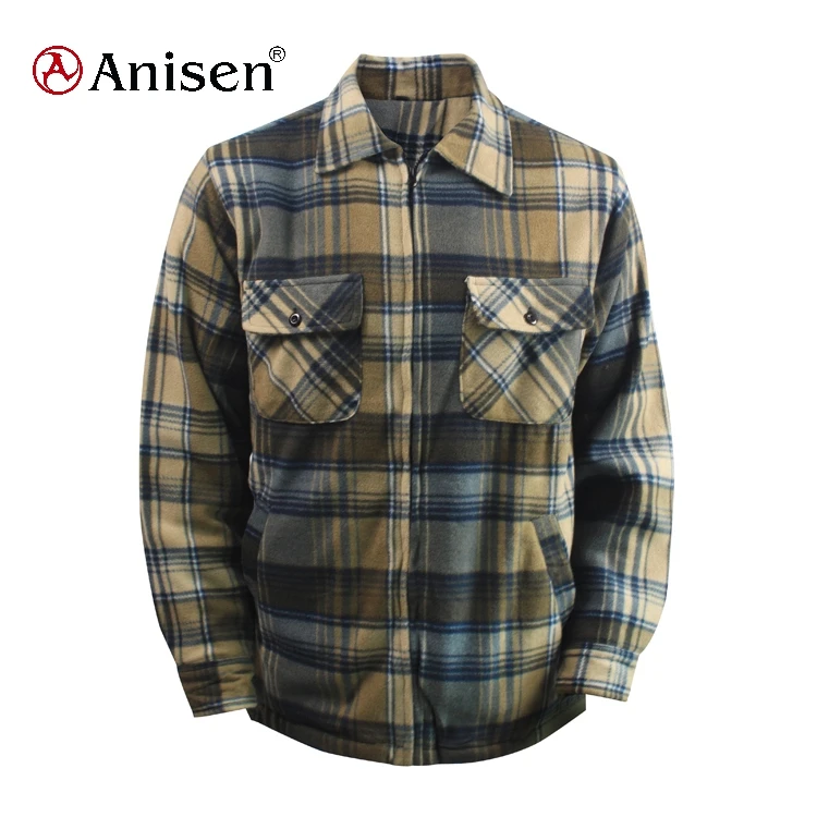 Bulk stocks fashion plaids fleece windbreaker jacket for man