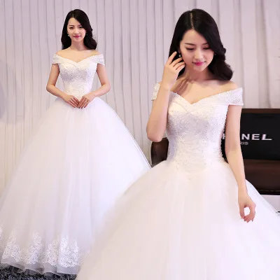 
Korean Fancy bride dress Off Shoulder Heavy Beaded wedding dress bridal gowns 