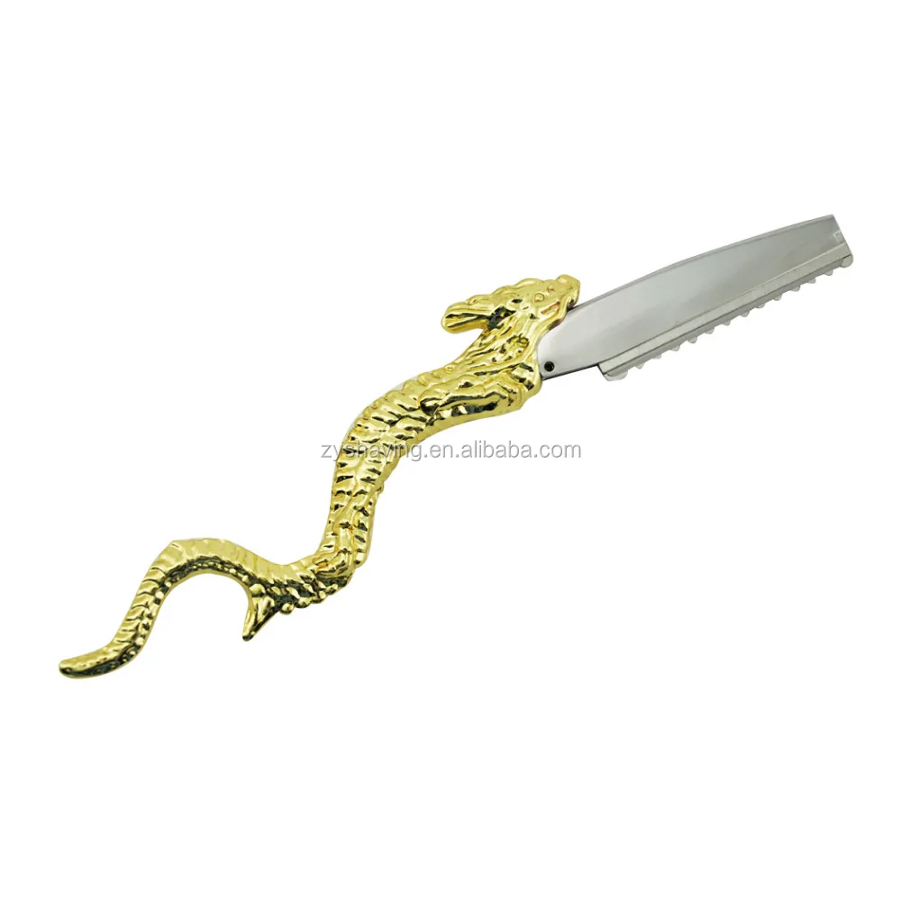 Cool Golden Dragon Hair Cutting Razor Thinning Shaving Knife Barber Stylist Tool
