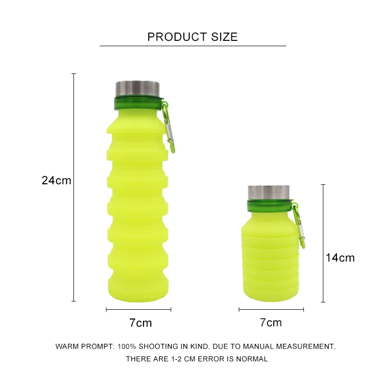 550ML Expandable Reusable Drinking Travel Fashion Collapsible Silicone Foldable Water Bottle
