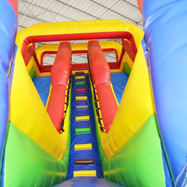 Red and blue outdoor kids water park bouncy castle inflatable games slide