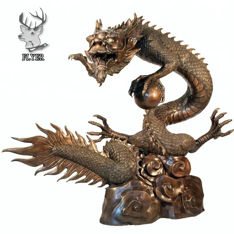 Large outdoor animal dragon sculpture modern hand  metal casting large brass dragon statue
