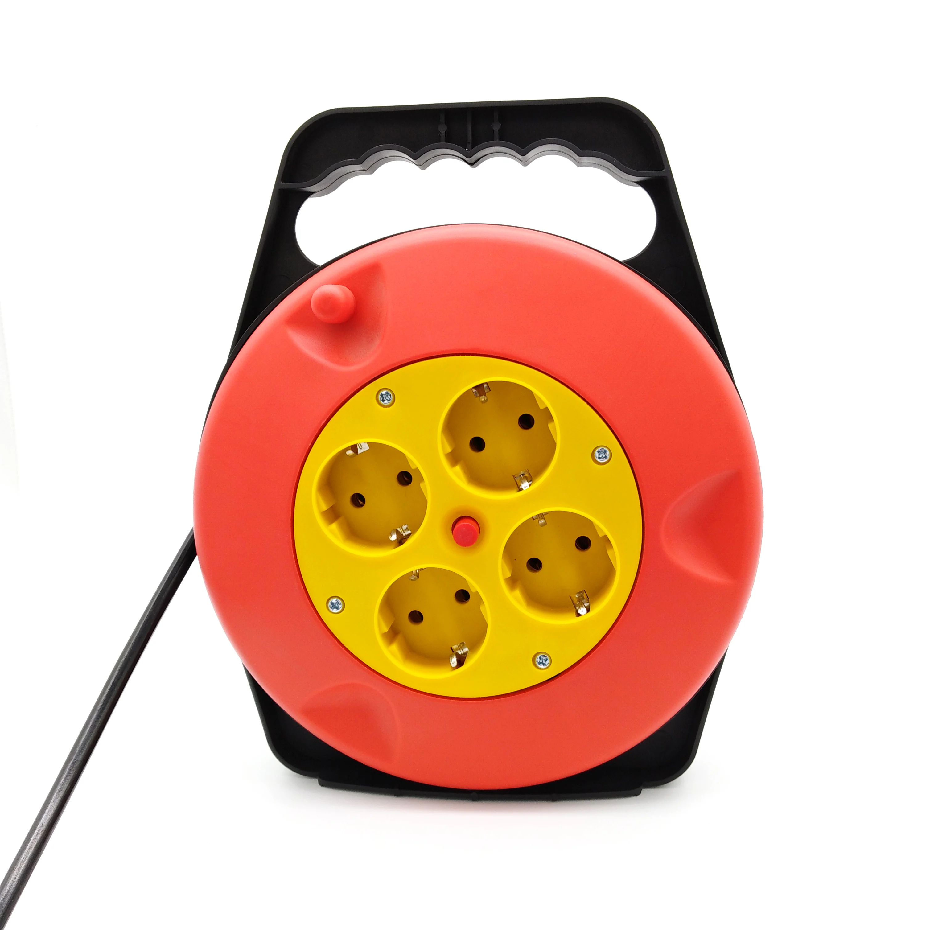 Eu Type Mini  Cable Reel 10m 4 Contact Sockets 2500w-3680w 10-16A/ 250v Electric Retractable Extension Cord Reel With Switch