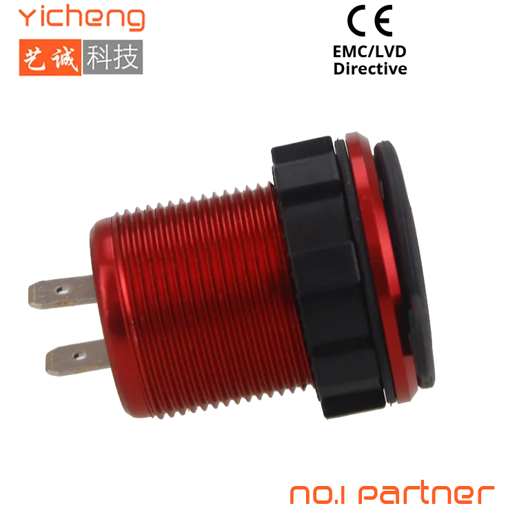 Metal Aluminum Housing 3.1A Dual USB Motorcycle Charger Socket Power Outlet for Marine Boat Car Golf Cart UTV ATV Phones Red