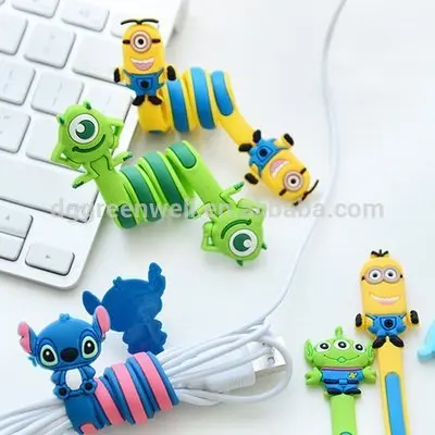 Easy-carry  cartoon  BUBM USB Wire Fixer Cord Cable Clips Organizer /earphone  cable winder