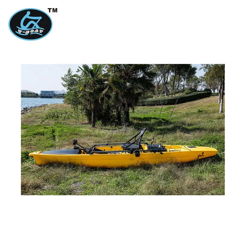 14ft hot sale plastic kayak avec pdales pedal drive fishing kayak&kajak&canoe&boat with centerboard for sale