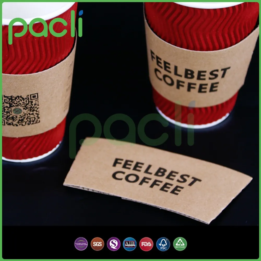 Горячие продажи индивидуальные крафт-бумага чашки кофе рукава