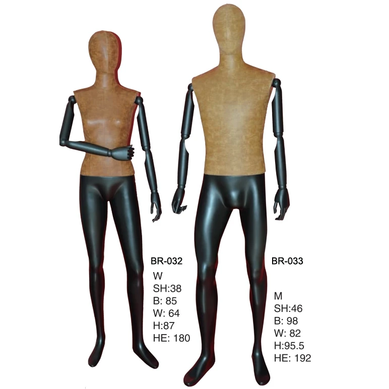 Винтажный женский манекен из стекловолокна с тканевым покрытием и деревянными ручками