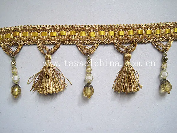 2014 New Design Braid Bead With Fringe TRIM  For Curtain, Drapery
