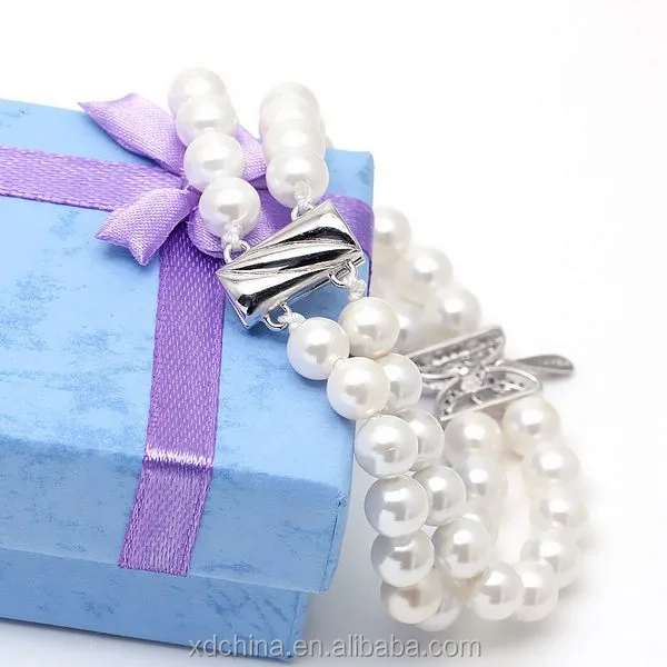 XD SSB193 fashion butterfly connector 925 silver magnetic clasp imitation pearl bracelet