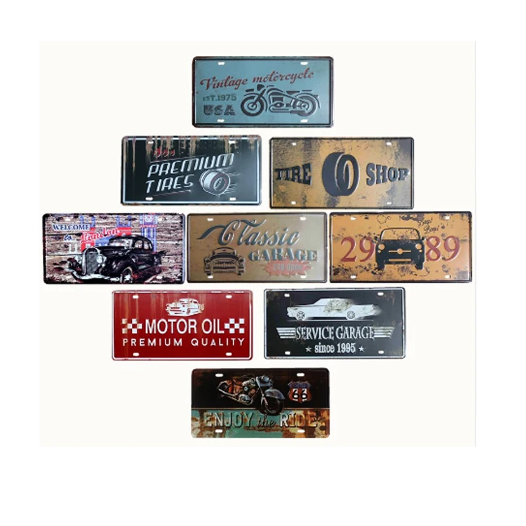 Wholesale Custom Logo 30.5cm*15.5cm Embossed License Plate Printed Vintage Logo Car Decorative Plate Decorative License Plate