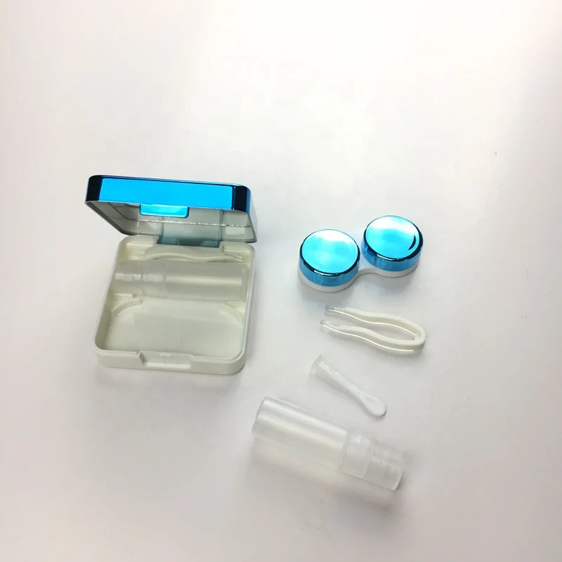 Eyekan Серебряный Футляр для контактных линз с квадратное зеркало Кайда дорожные наборы принимаются OEM логотипа печати A-8067