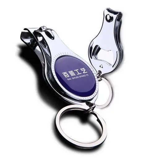 3 in 1 multi function Stainless steel Nail clippers with key chain and bottle opener for promotion gifts with custom laser logo