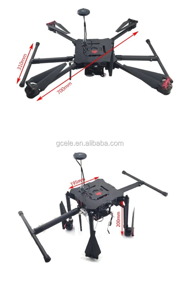 WJD Quadcopter 700mm umbrella foldable carbon fiber frame with Retractable Landing Gear /self-lock propellers