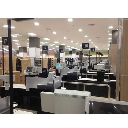 wood supermarket checkout table of cash desk receipt desk