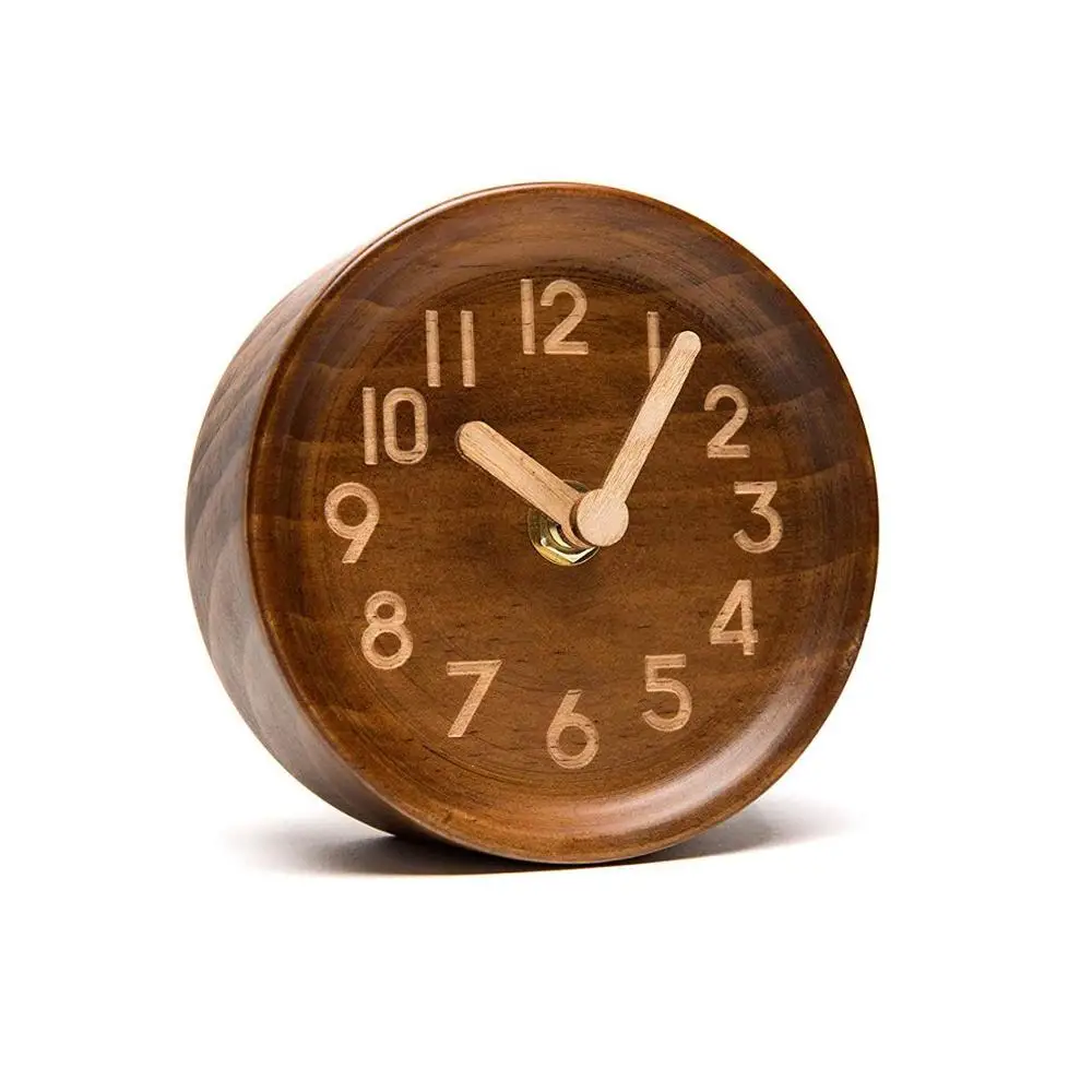 
Wooden Desk & Table Analog Clock Made of Genuine Pine,wooden clock 