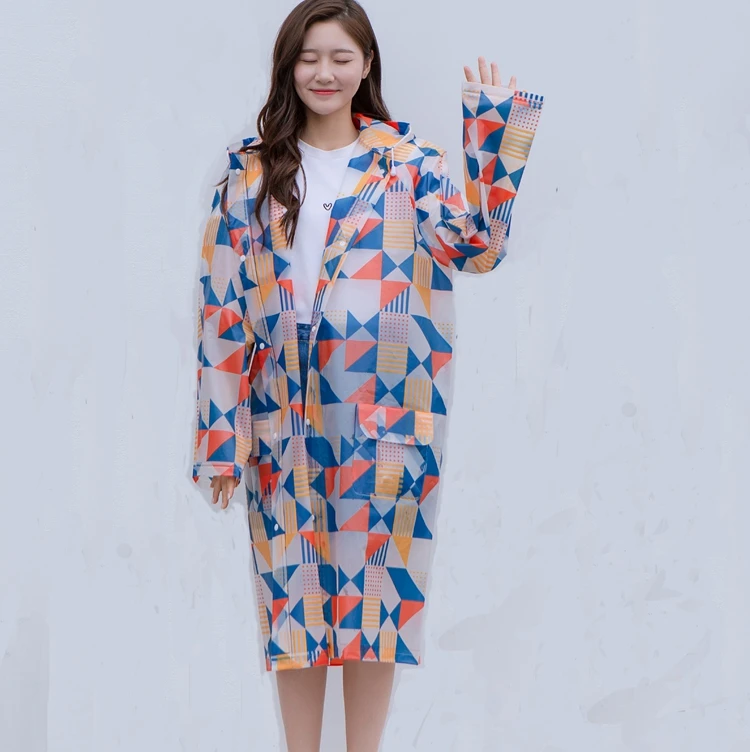 2019 new EVA plastic full printing rain coats for adult durable using
