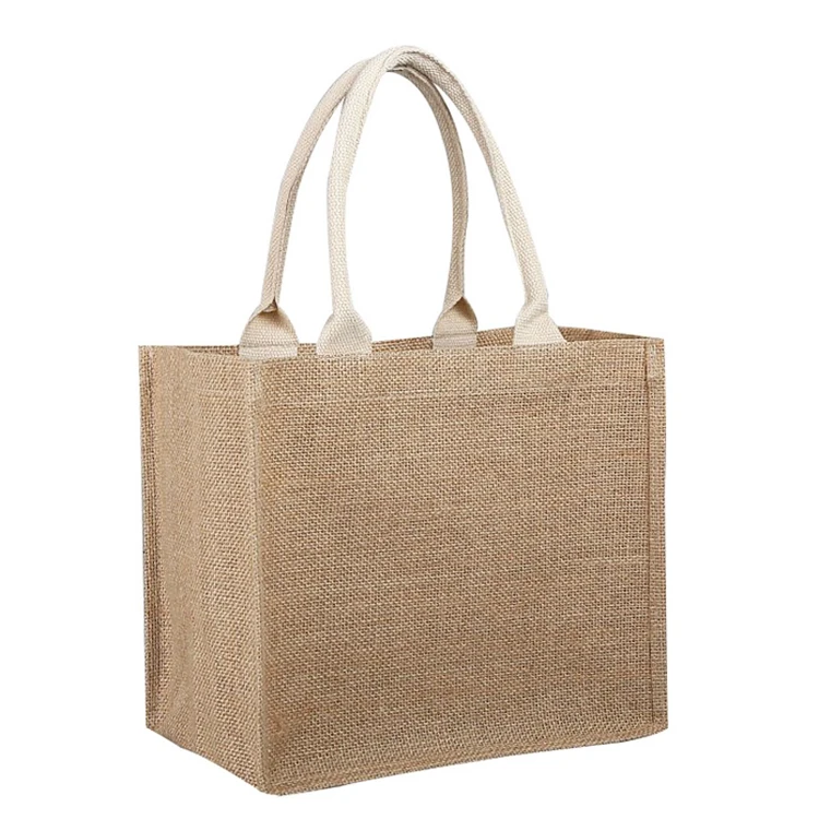 Printed Jute Biodegradable Shopping Tote Bag With Custom LOGO Wholesale