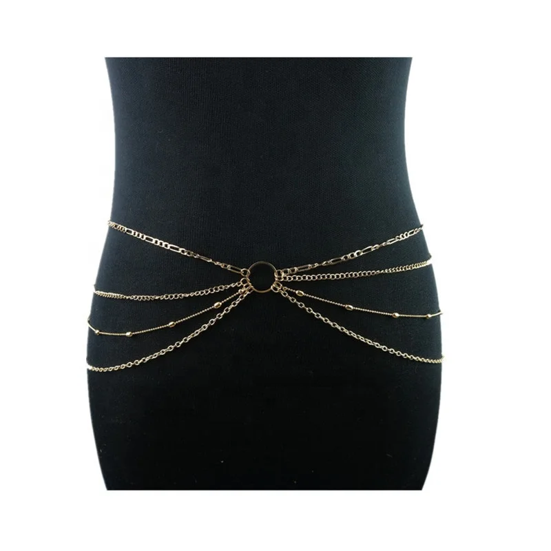 newest gold multilayer women belly indian waist chain
