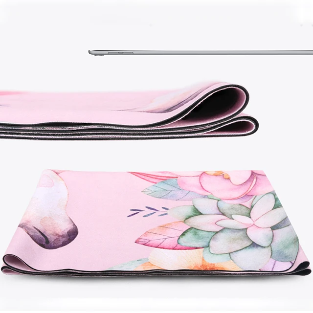 Высококачественные роскошные коврики для йоги из микрофибры и замши, резиновый коврик с узором, трафаретная печать