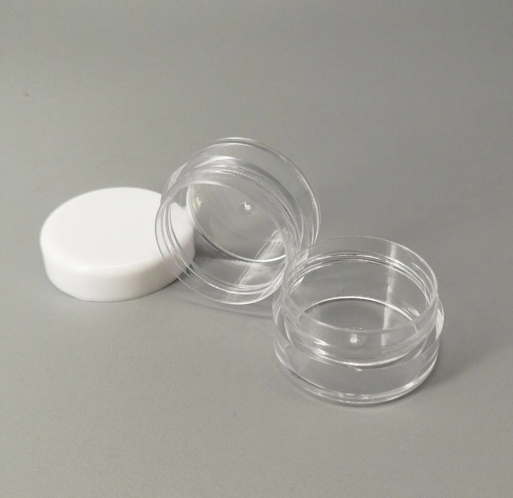 Spot 5g plastic white cap cream jars nail art beads sequins flash powder filling storage container cosmetic sample empty jar