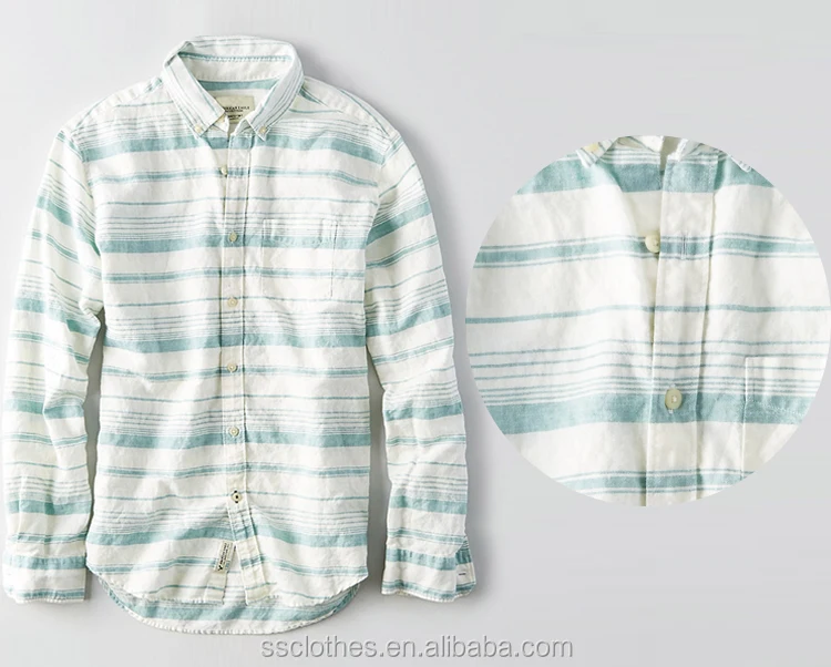 New Fashion Unique design classic fit long sleeve stripe linen hawaiian shirts man for wholesale