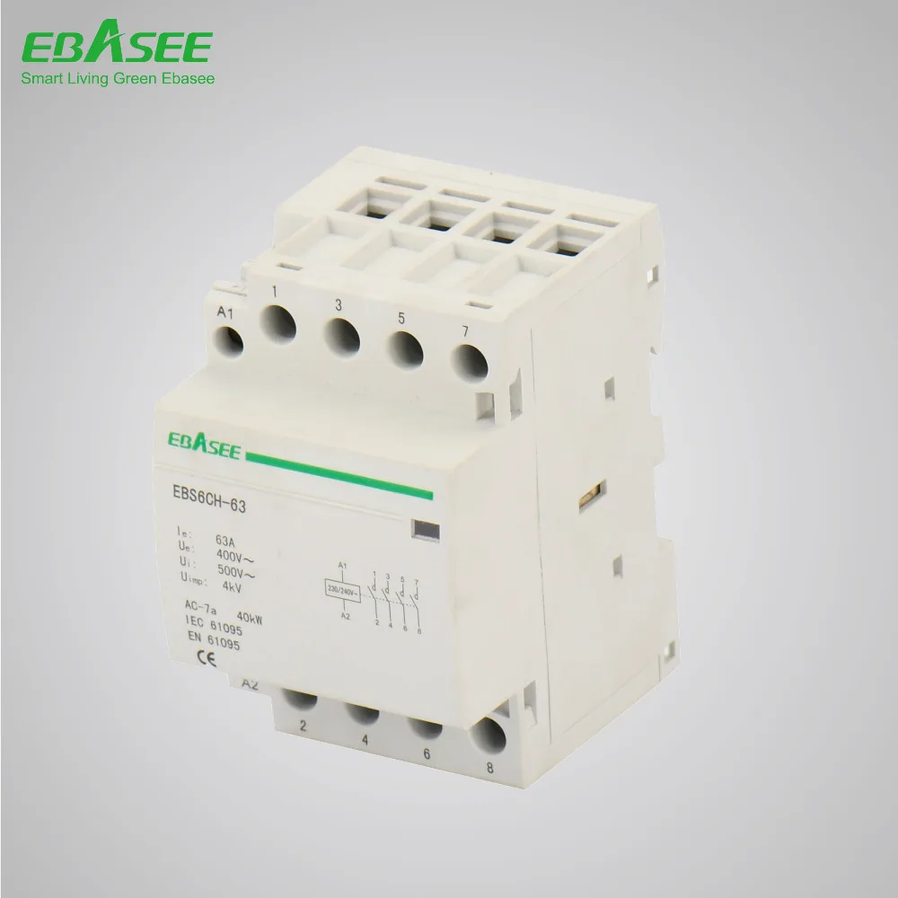 EBASEE Modular din rail 16A 25A 32A 40A 63A 1pole 2pole 3pole 4pole ac modular contactor 2NO 2NC