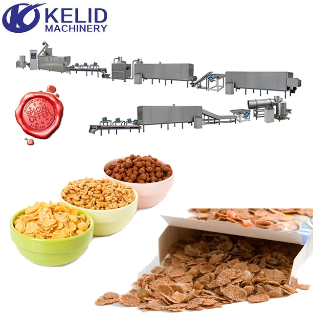 Full Automatic Breakfast Cereals Snack Food Processing Making Machine