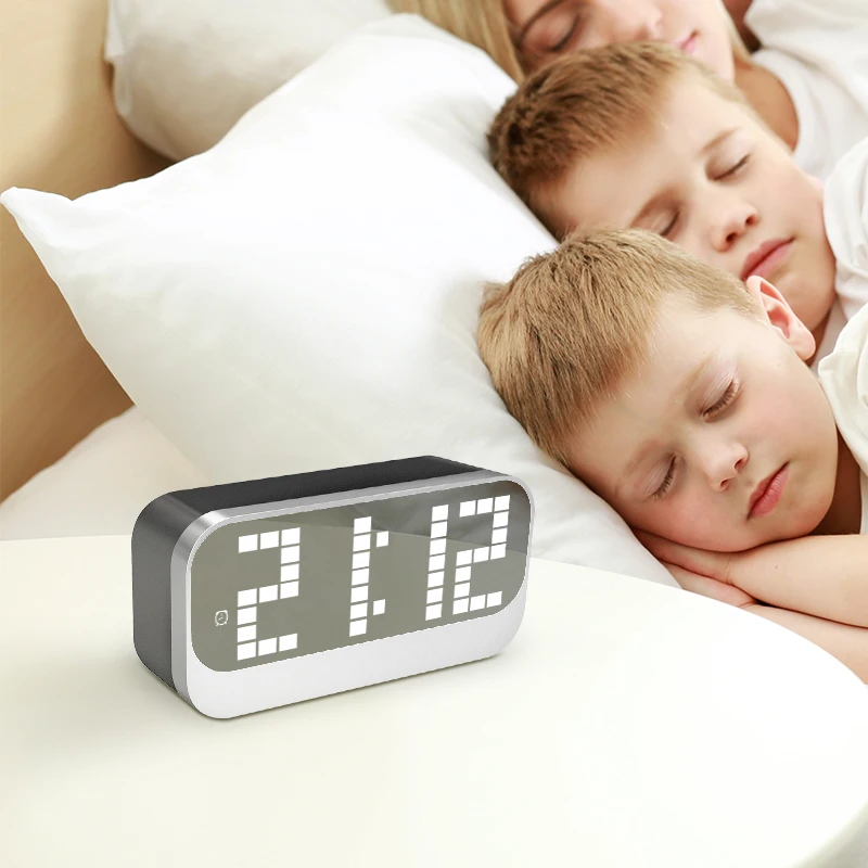 2022 Desktop Digital Display Date Time Temperature Large Number Led Mirror World Clock