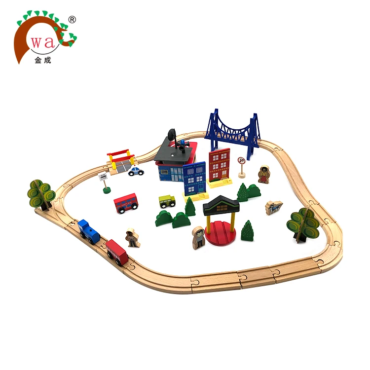 Good quality wooden eight character railway toy train set on sale/wooden railway train