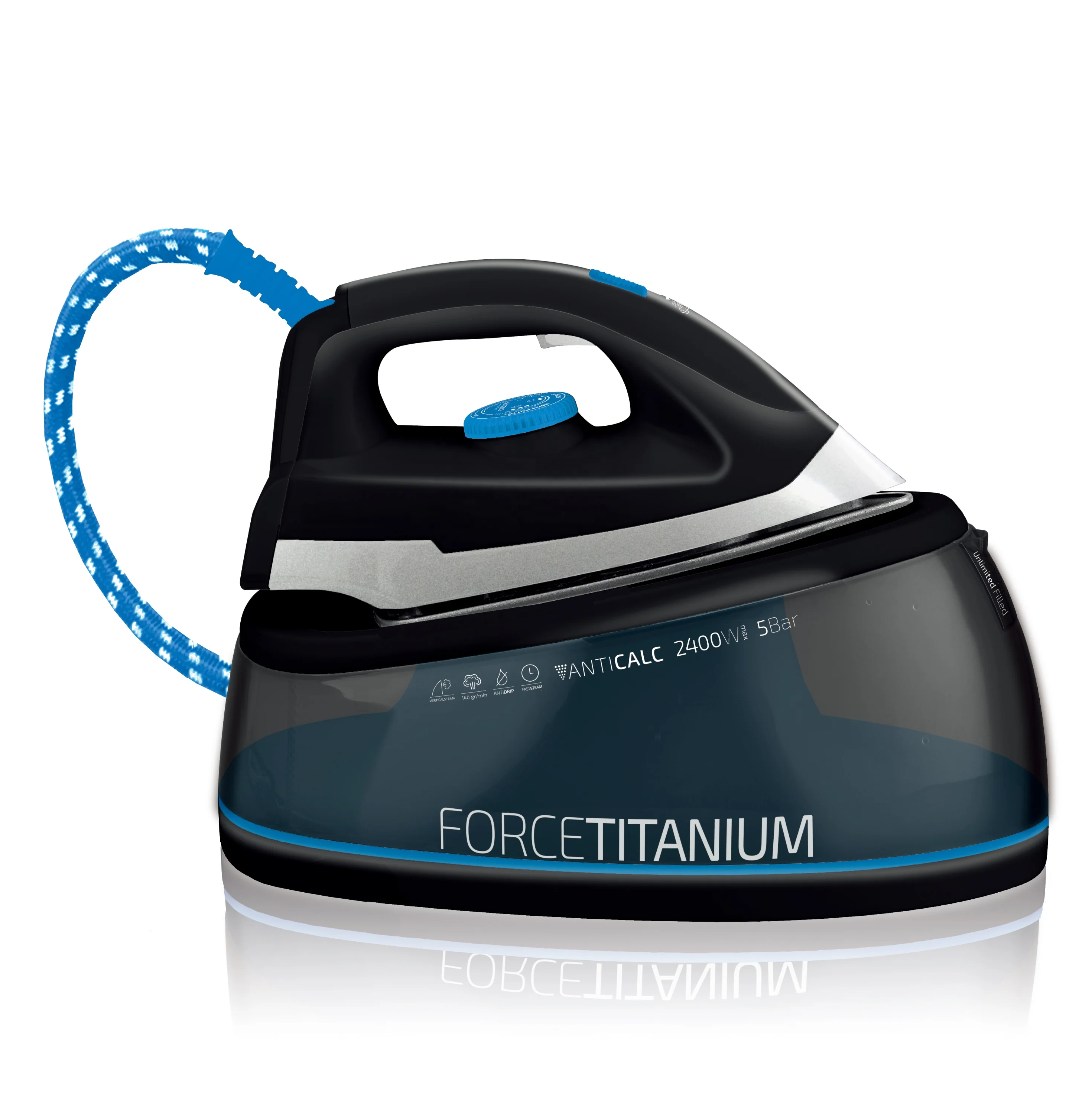 
Steam Generator Smooth Plate Filtering System Black Blue Steam Station Iron 