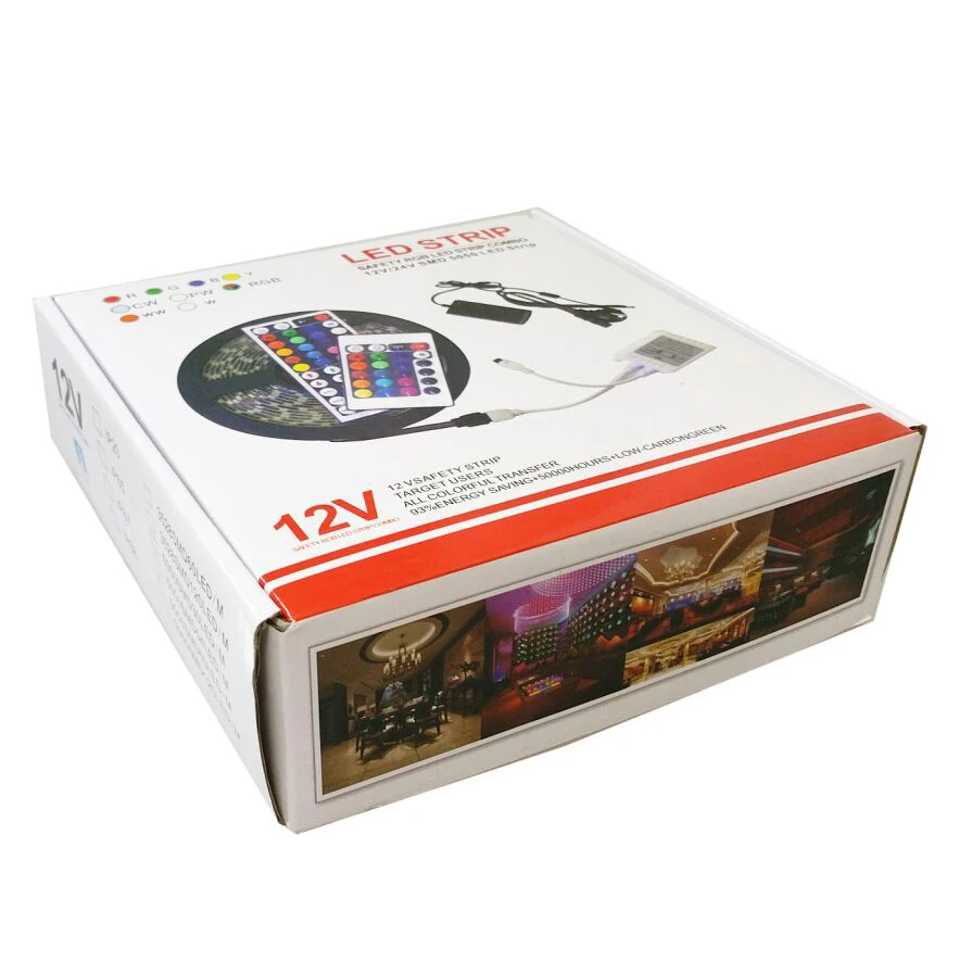 2019 High Lumen 12V IP20/IP65 60LED/M SMD5050 RGB LED Strip light Set with controller/DC Adpater