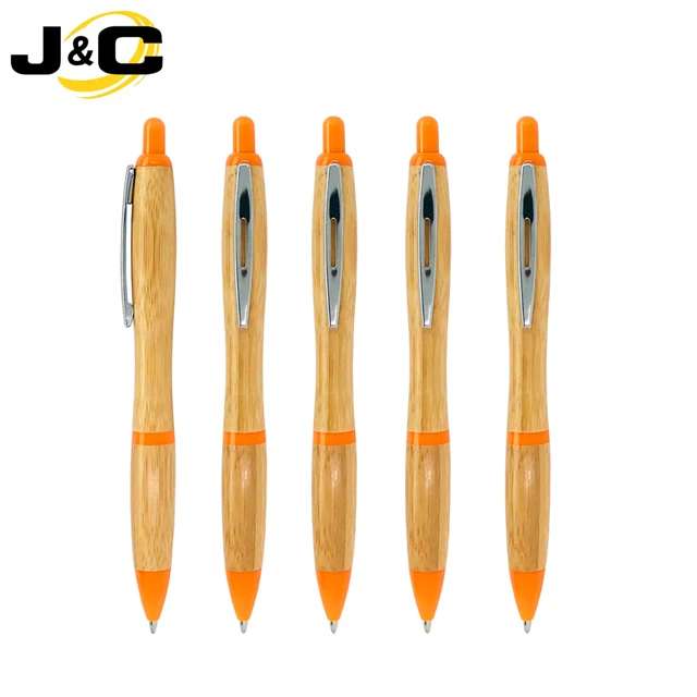 
Top selling retractable bamboo pen with colored matching trims 