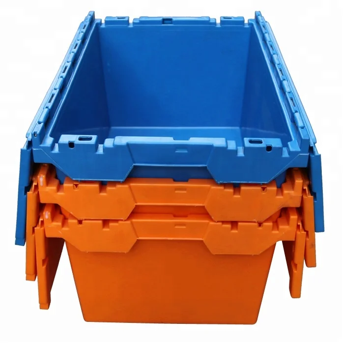 QS big crates for sale used plastic crates with lids and attached Moving Totes Storage Boxes Plastic Transport Crates