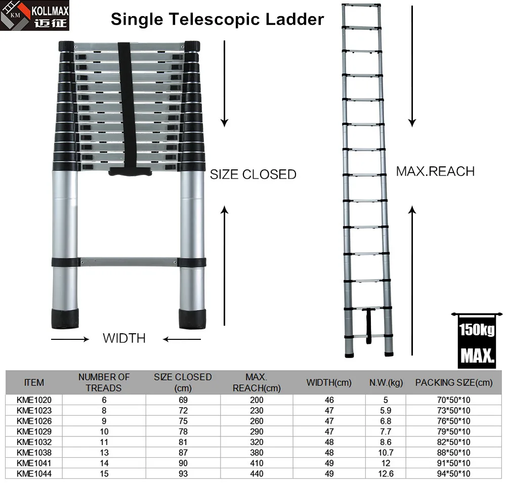 Профессиональная Алюминиевая Малазийская телескопическая лестница 5 метров