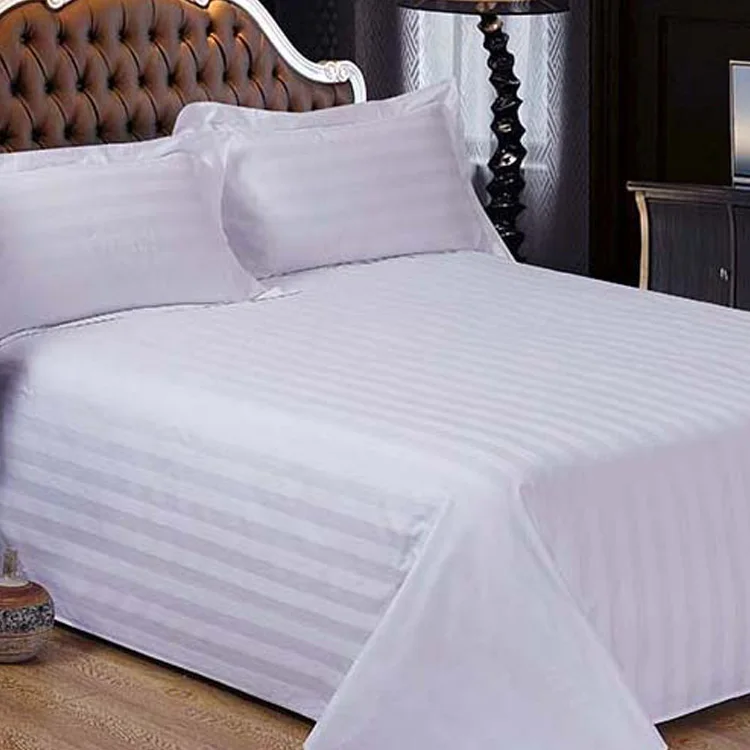 Classic European design soft touch white double bed sheet linen for hotels