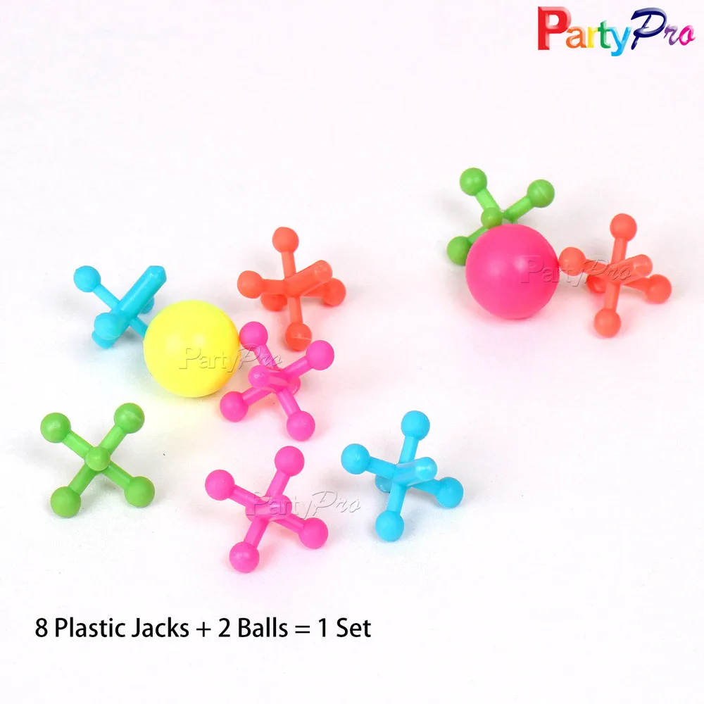 
Kids Birthday Party Gift Colored Jacks and Plastic Toy Balls 8 Jacks & Ball Set 