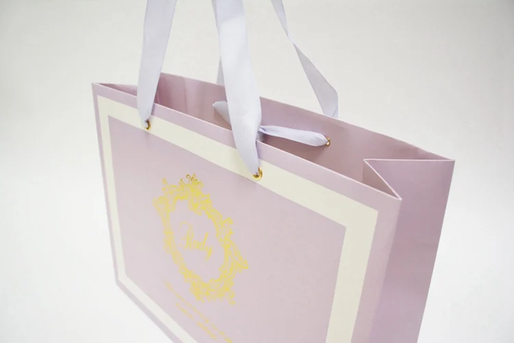 Purple Environmental Shopping Logo Paper Bag Making Factory Handle High-Grade Paper Bag