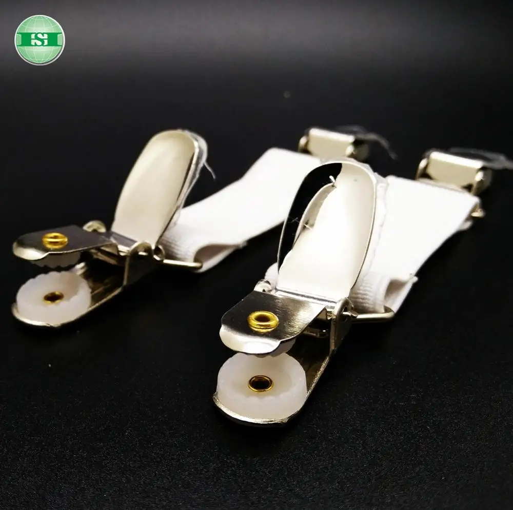 Белая эластичная лента с зажимами для рукавиц из нержавеющей стали