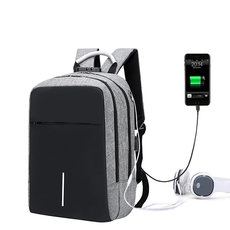 Многофункциональная сумка для ноутбука с защитой от кражи, водонепроницаемый рюкзак с USB портом и кодовым замком для мужчин